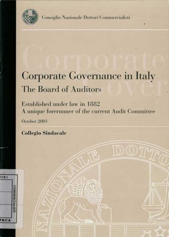 Copertina di Corporate Governance in Italy (October 2003)